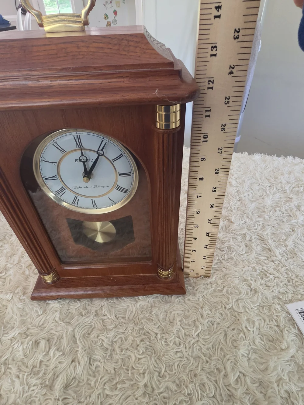 Seiko Brass Pendulum Mantel Clock in Warm Brown